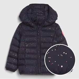 GAP Kids Girls Confetti Puffer Coat with Hood in Navy